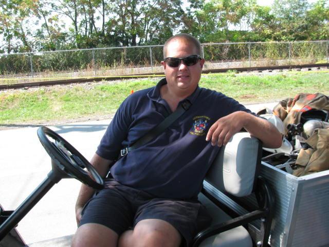 Firefighter Kevin Younkins spent the day as chauffeur of the Recon Cart